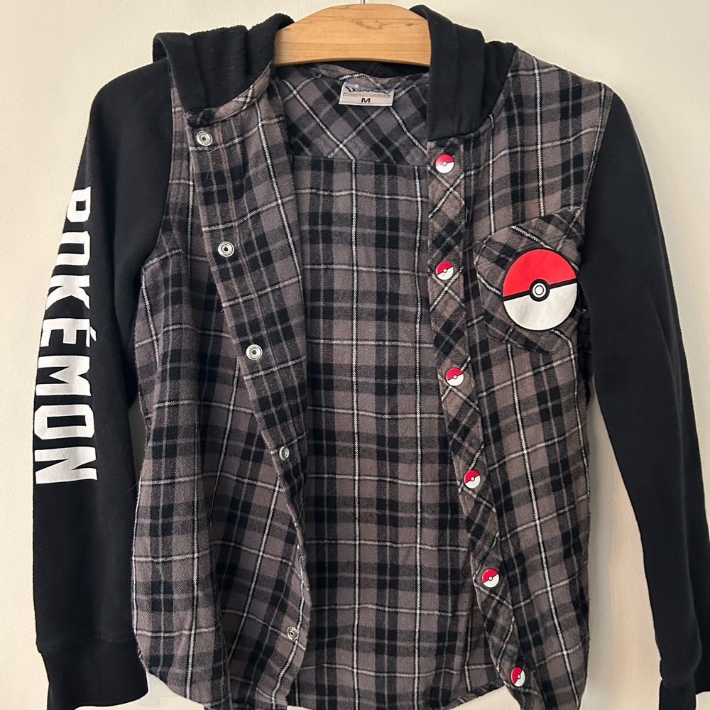 Pokemon Black and Gray Checkered Hoodie - Picture 2 of 6